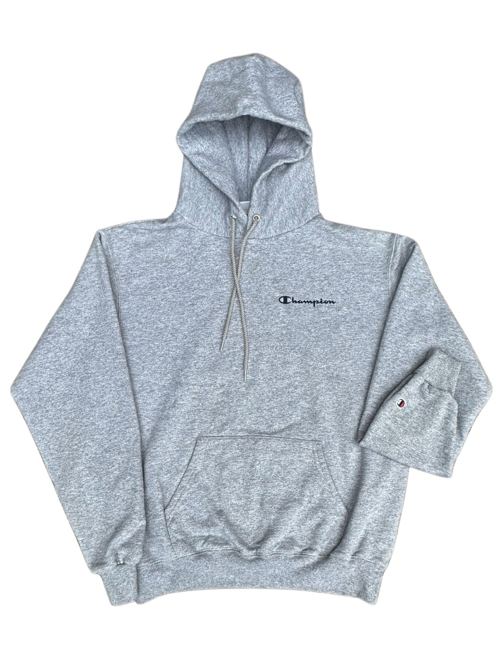 Champion Men’s Medium Gray Pullover Hoodie Script Logo Sweatshirt